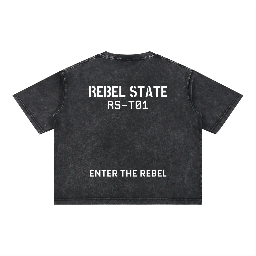 Black t-shirt with white text on the back