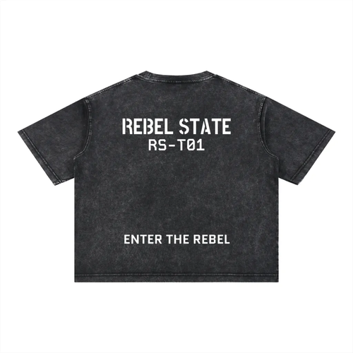 Black t-shirt with white text on the back